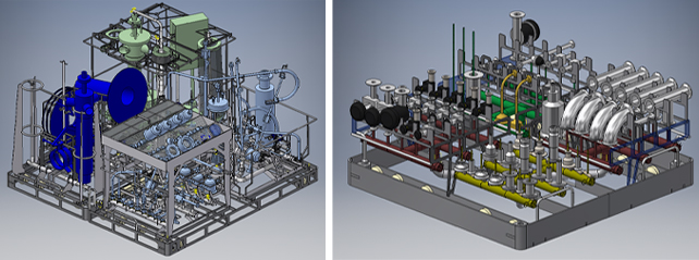 Imagen 3D de un rack de lavado hecho a medida para partes y componentes.