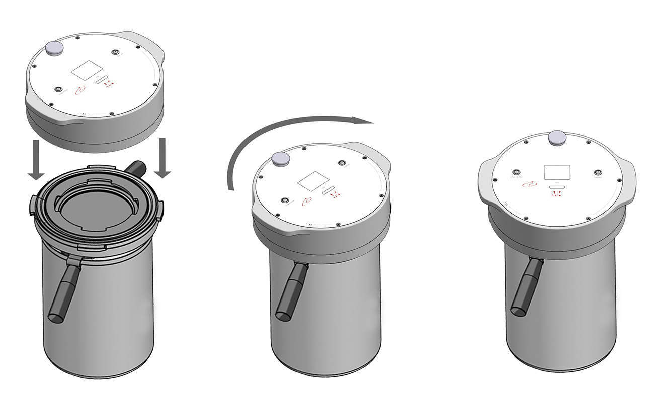 Conexión de un dispositivo MK para el test de integridad de un Beta-container para un aislador o RABS