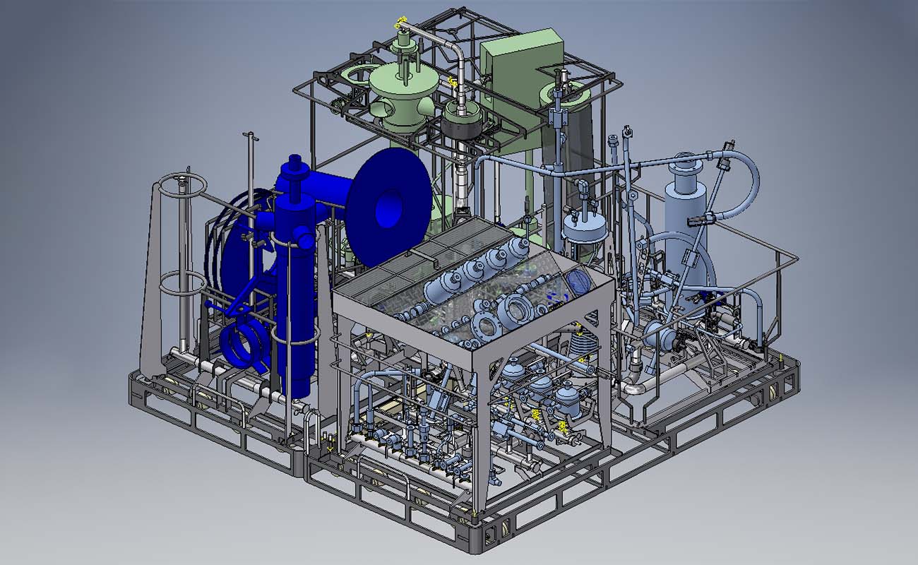 Imagen 3D de otro rack de lavado hecho a medida para partes y componentes