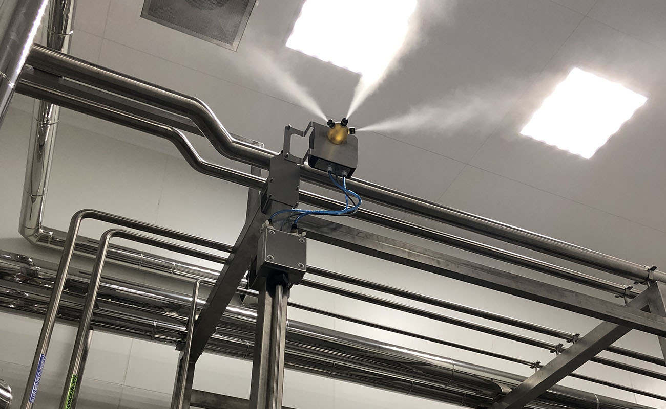 Atomizador de un sistema integrado de generación VH2O2 en una instalación farmacéutica