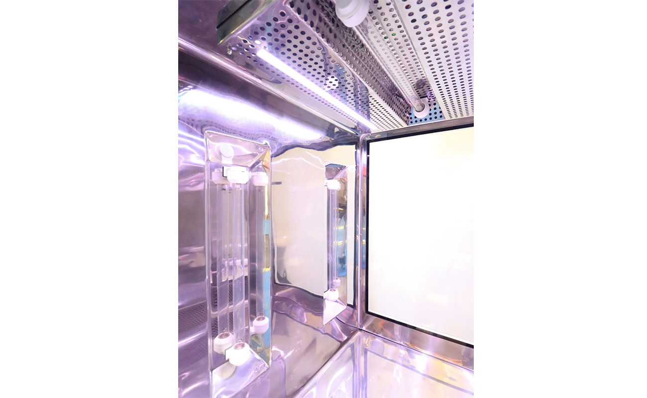 inside of the UV chamber of the pass-box